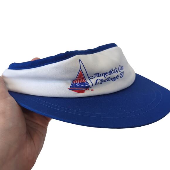 Vintage America's Cup Challenge 1987 Visor Hat White Blue Unisex Adult Sailing - Picture 4 of 7